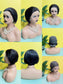 Glueless Pixie Cut Straight Lace Front Wig - 13x4, Pre-Plucked - nine-angle grid of the short black bob wig on a mannequin head against a yellow background
