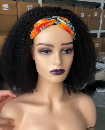 Peluca afro rizada con diadema 250%