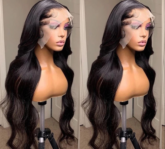 Body Wave 13×4 Lace Wig -180% 210% Density Natural Black Human Hair Wig