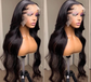 Body Wave 13x4 Lace Front Wig - 180%/210% Density, Natural Black - lace size comparison chart showing the difference between 4x4, 5x5, 13x4 and 13x6 lace fronts